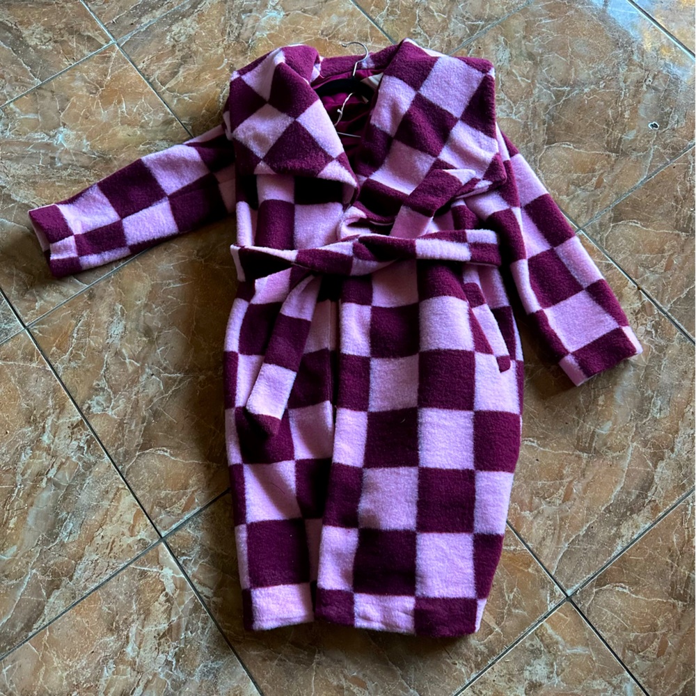 Hutch Checkerboard Tie-Waist Coat